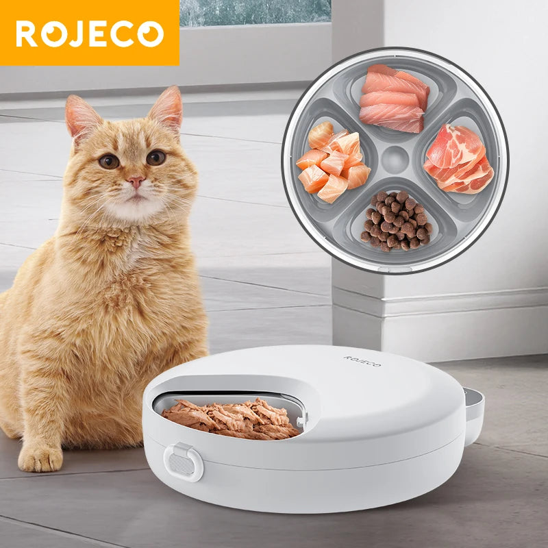 Smart Automatic Cat & Dog Feeder - 4 Meals, Wet & Dry Food Dispenser