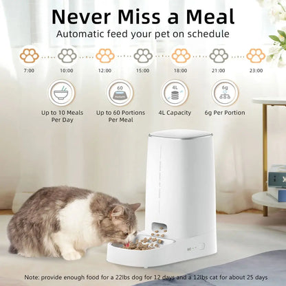 Smart WiFi Auto Cat Feeder – Single Bowl Remote-Controlled Dispenser