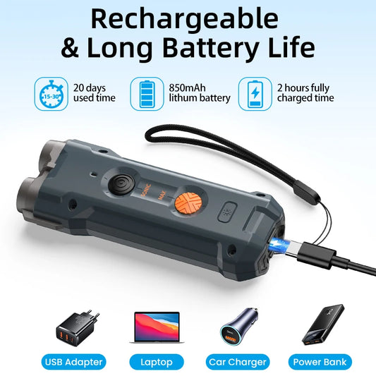 Dog Trainer & Ultrasonic Bark Control 2-in-1– Rechargeable with Flashlight