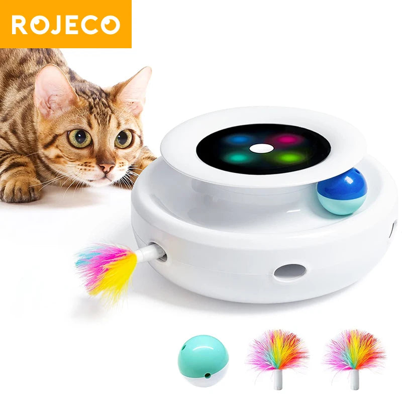 2-in-1 Smart Interactive Cat Toy – Automatic Feather & Fun Ball Set