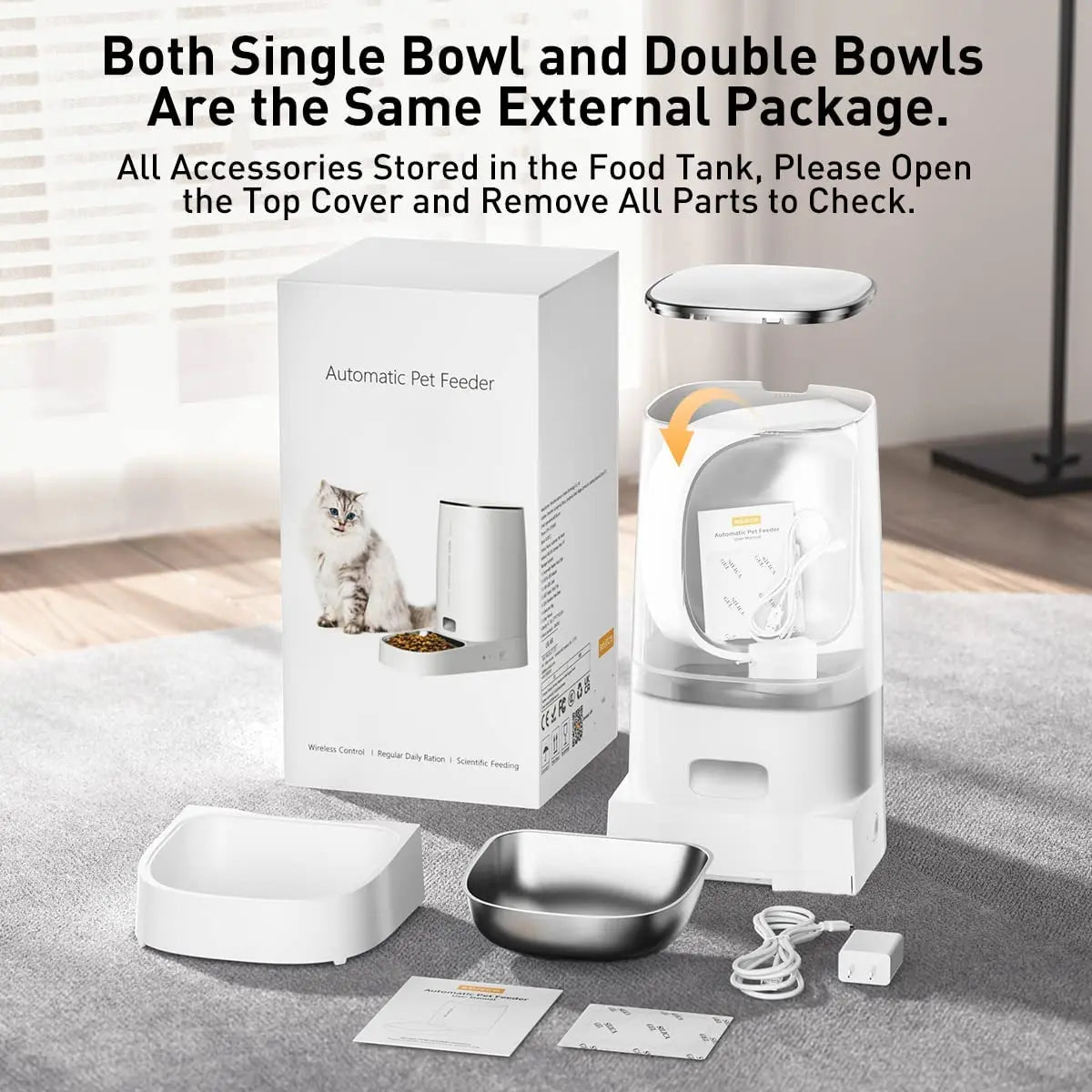 Smart WiFi Auto Cat Feeder – Single Bowl Remote-Controlled Dispenser