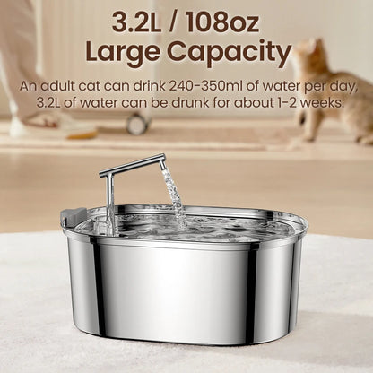 Stainless Steel Automatic Pet Water Fountain – For Cats & Dogs