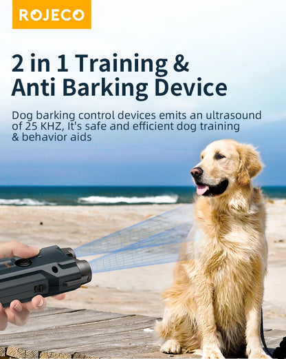 Dog Trainer & Ultrasonic Bark Control 2-in-1– Rechargeable with Flashlight