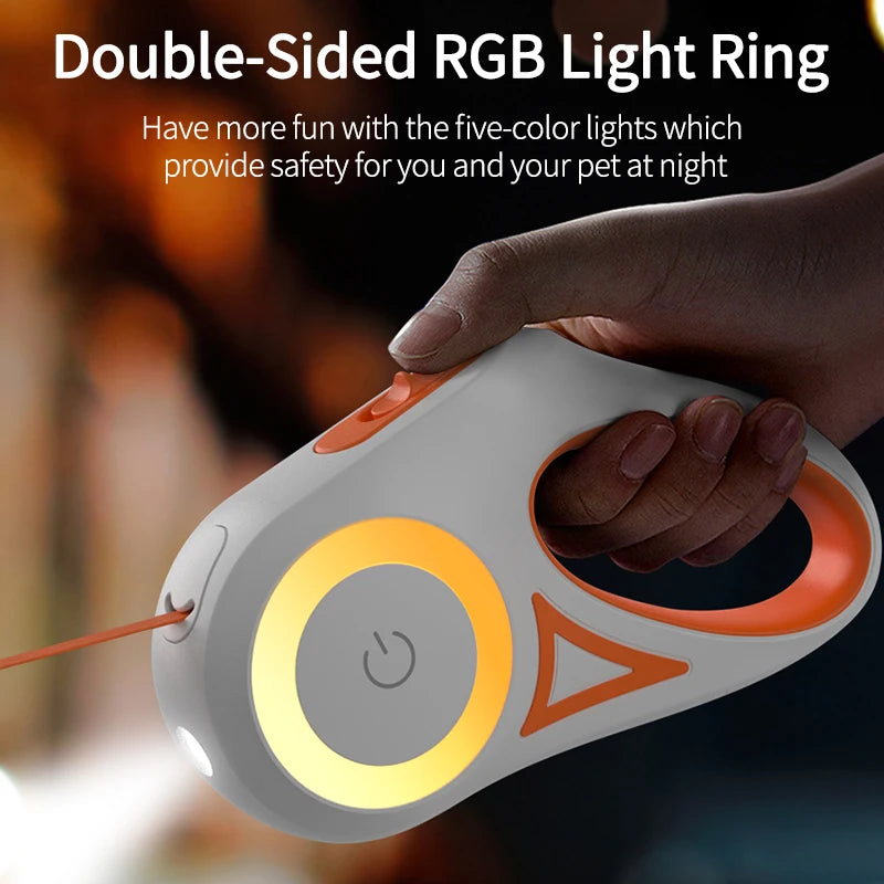 3M Retractable Dog Leash – LED Light & Luminous Design for Night Walks