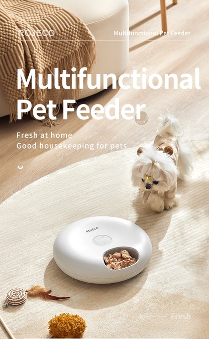 Smart 6-Meal Automatic Pet Feeder for Wet & Dry Food – Cat Food Dispenser & Auto Feeder